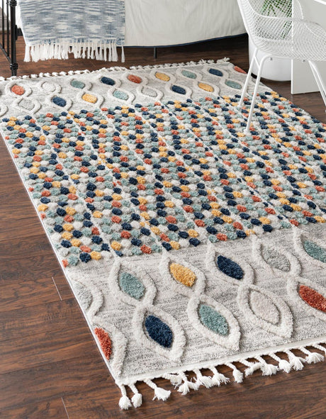 Multicolor 5' 3 x 8' Cherokee Rectangle Area Rug 100% Polypropylene With Cotton Backing Modern Geometric Carpet for Home Decor Interior Design Rooms for Sale at Rug Engine
