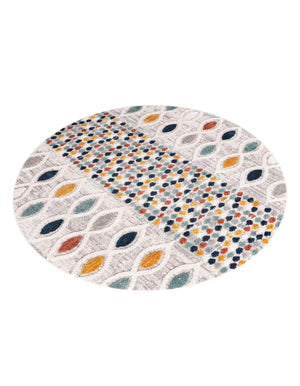 Multicolor 7' x 7' Cherokee Round Area Rug 100% Polypropylene With Cotton Backing Modern Geometric Carpet for Home Decor Interior Design Rooms for Sale at Rug Engine
