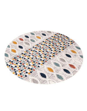 Multicolor 7' x 7' Cherokee Round Area Rug 100% Polypropylene With Cotton Backing Modern Geometric Carpet for Home Decor Interior Design Rooms for Sale at Rug Engine