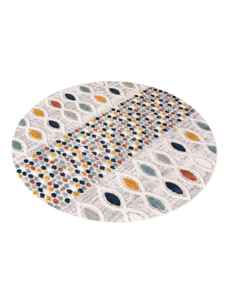 Multicolor 7' x 7' Cherokee Round Area Rug 100% Polypropylene With Cotton Backing Modern Geometric Carpet for Home Decor Interior Design Rooms for Sale at Rug Engine