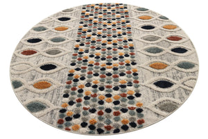 Multicolor 7' x 7' Cherokee Round Area Rug 100% Polypropylene With Cotton Backing Modern Geometric Carpet for Home Decor Interior Design Rooms for Sale at Rug Engine