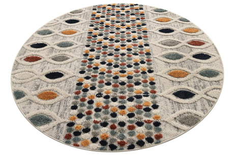 Multicolor 7' x 7' Cherokee Round Area Rug 100% Polypropylene With Cotton Backing Modern Geometric Carpet for Home Decor Interior Design Rooms for Sale at Rug Engine