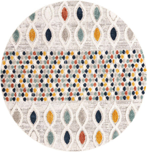Multicolor 7' x 7' Cherokee Round Area Rug 100% Polypropylene With Cotton Backing Modern Geometric Carpet for Home Decor Interior Design Rooms for Sale at Rug Engine