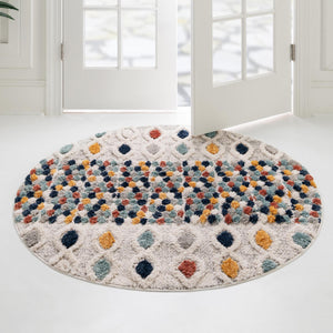 Multicolor 6' 1 x 6' 1 Cherokee Round Area Rug 100% Polypropylene With Cotton Backing Modern Geometric Carpet for Home Decor Interior Design Rooms for Sale at Rug Engine