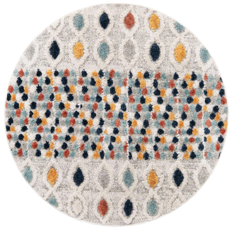Multicolor 4' x 4' Cherokee Round Area Rug 100% Polypropylene With Cotton Backing Modern Geometric Carpet for Home Decor Interior Design Rooms for Sale at Rug Engine