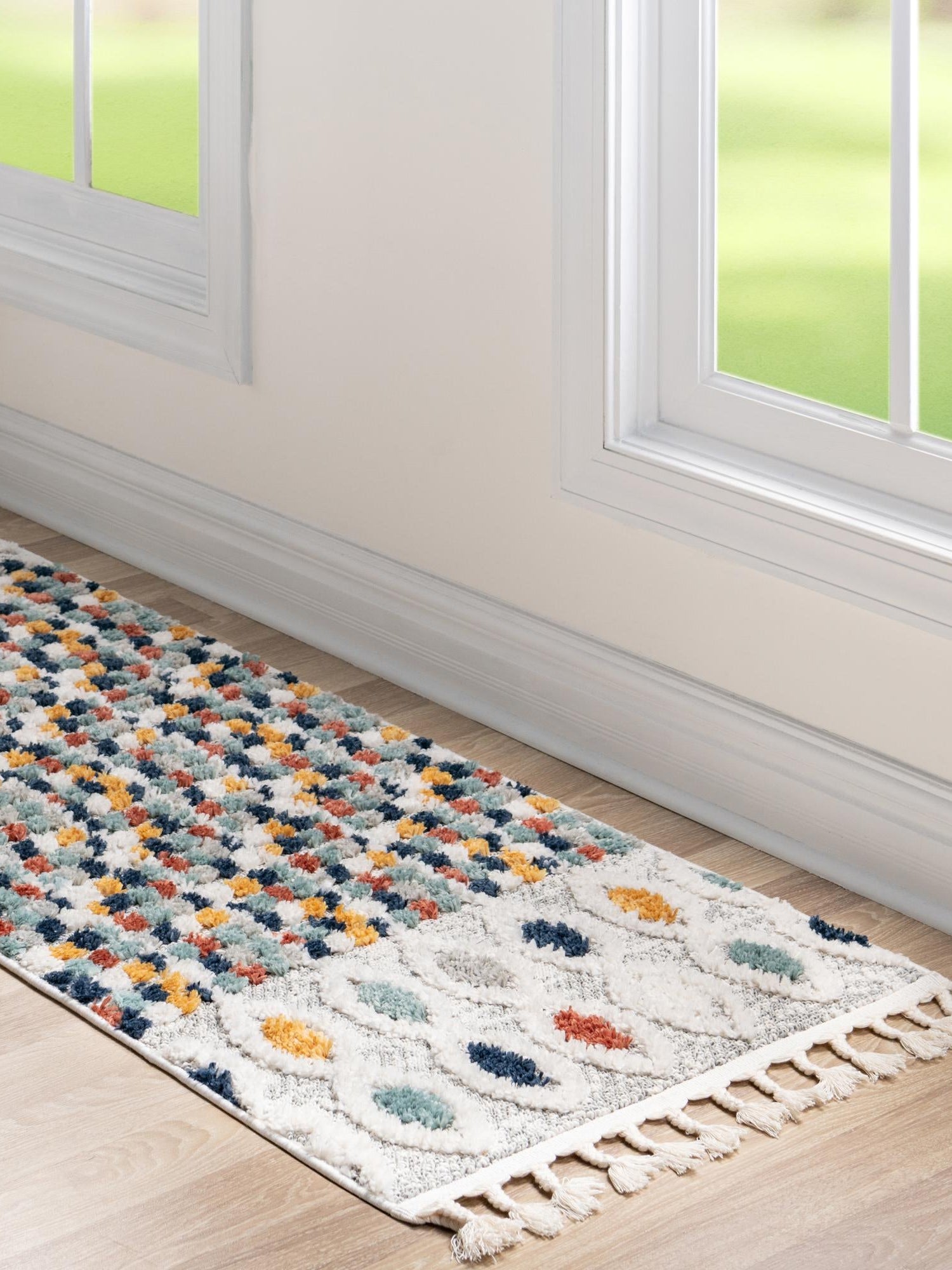 Multicolor 2' 7 x 13' 3 Cherokee Runner Area Rug 100% Polypropylene With Cotton Backing Modern Geometric Carpet for Home Decor Interior Design Rooms for Sale at Rug Engine