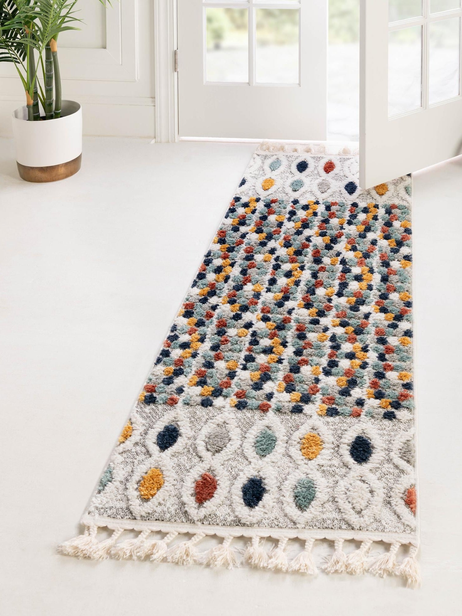 Multicolor 2' 7 x 19' 8 Cherokee Runner Area Rug 100% Polypropylene With Cotton Backing Modern Geometric Carpet for Home Decor Interior Design Rooms for Sale at Rug Engine