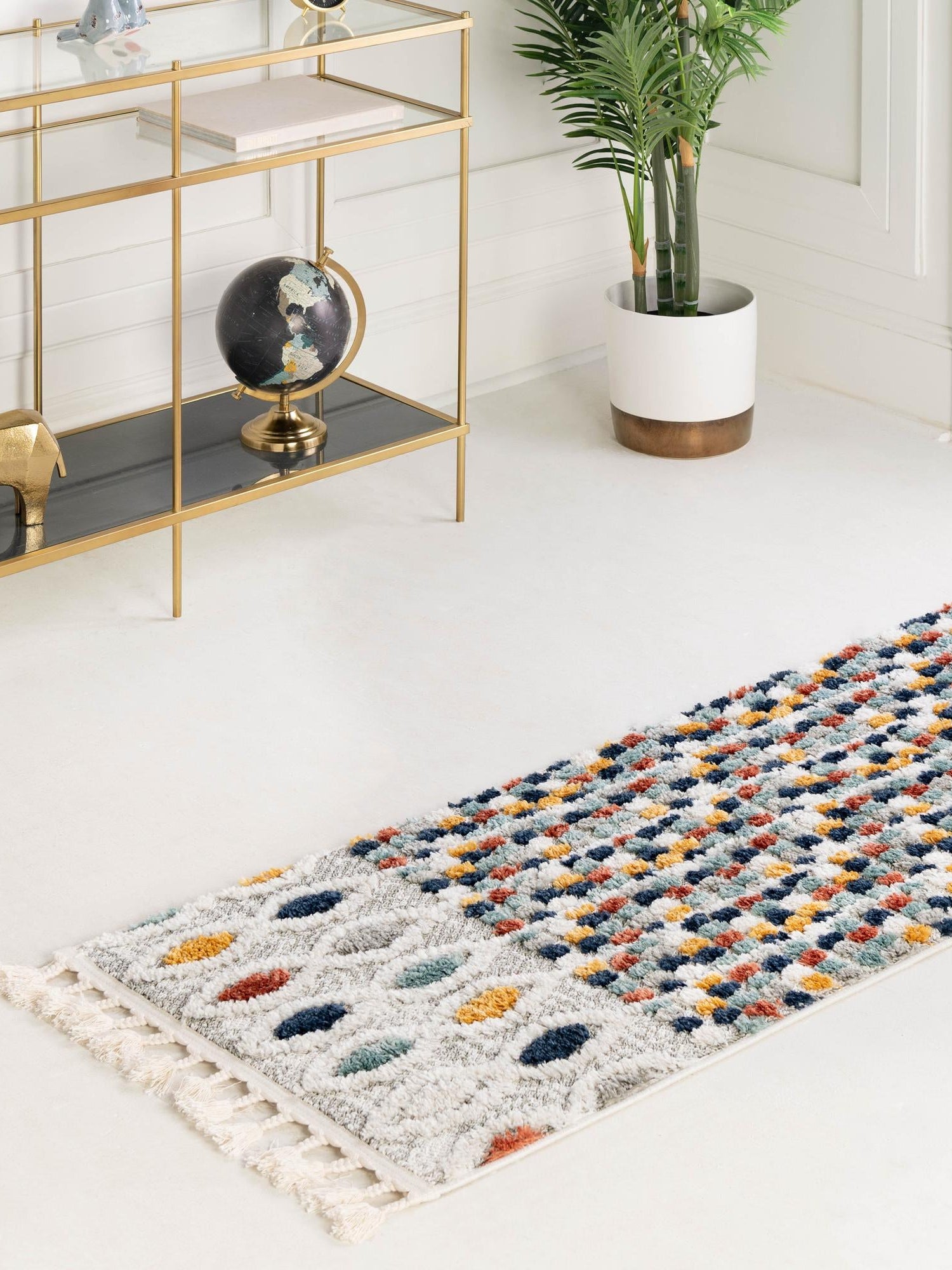 Multicolor 2' x 5' 1 Cherokee Runner Area Rug 100% Polypropylene With Cotton Backing Modern Geometric Carpet for Home Decor Interior Design Rooms for Sale at Rug Engine