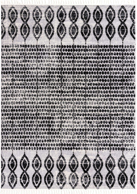 Black 9' x 12' Cherokee Rectangle Area Rug 100% Polypropylene With Cotton Backing Modern Geometric Carpet for Home Decor Interior Design Rooms for Sale at Rug Engine