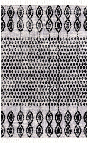 Black 6' x 9' Cherokee Rectangle Area Rug 100% Polypropylene With Cotton Backing Modern Geometric Carpet for Home Decor Interior Design Rooms for Sale at Rug Engine