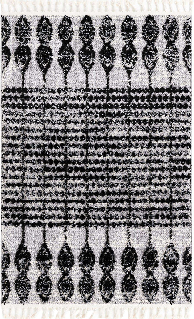 Black 4' x 6' Cherokee Rectangle Area Rug 100% Polypropylene With Cotton Backing Modern Geometric Carpet for Home Decor Interior Design Rooms for Sale at Rug Engine