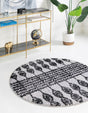 Black 7' x 7' Cherokee Round Area Rug 100% Polypropylene With Cotton Backing Modern Geometric Carpet for Home Decor Interior Design Rooms for Sale at Rug Engine