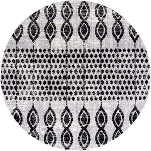 Black 7' x 7' Cherokee Round Area Rug 100% Polypropylene With Cotton Backing Modern Geometric Carpet for Home Decor Interior Design Rooms for Sale at Rug Engine