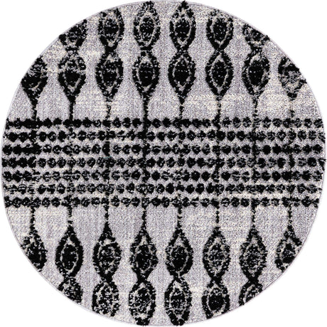 Black 4' x 4' Cherokee Round Area Rug 100% Polypropylene With Cotton Backing Modern Geometric Carpet for Home Decor Interior Design Rooms for Sale at Rug Engine