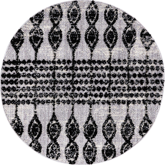 Black 4' x 4' Cherokee Round Area Rug 100% Polypropylene With Cotton Backing Modern Geometric Carpet for Home Decor Interior Design Rooms for Sale at Rug Engine