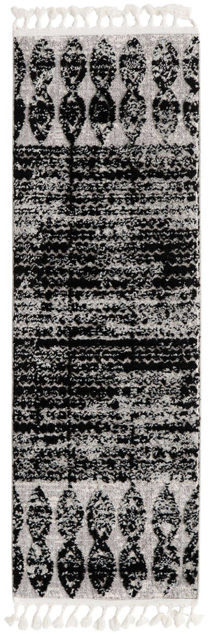 Black 2' x 6' Cherokee Runner Area Rug 100% Polypropylene With Cotton Backing Modern Geometric Carpet for Home Decor Interior Design Rooms for Sale at Rug Engine