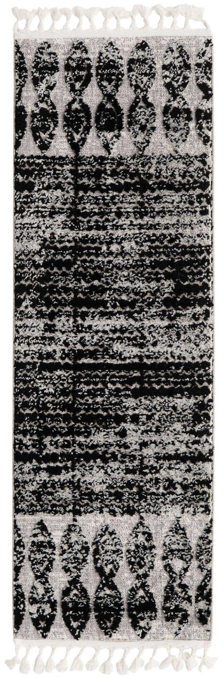 Black 2' x 6' Cherokee Runner Area Rug 100% Polypropylene With Cotton Backing Modern Geometric Carpet for Home Decor Interior Design Rooms for Sale at Rug Engine
