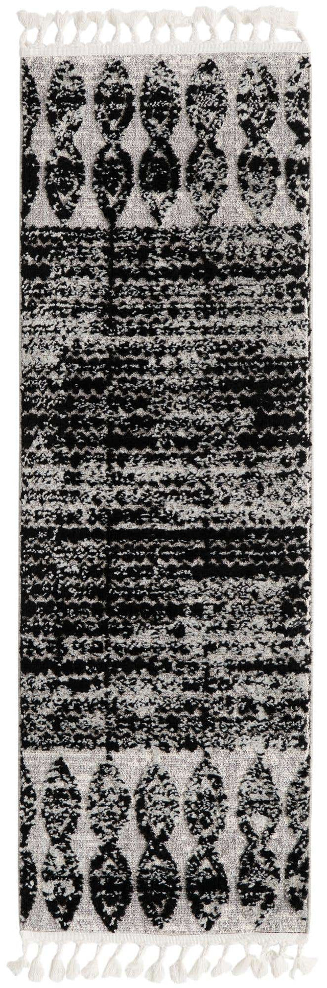 Black 2' x 6' Cherokee Runner Area Rug 100% Polypropylene With Cotton Backing Modern Geometric Carpet for Home Decor Interior Design Rooms for Sale at Rug Engine