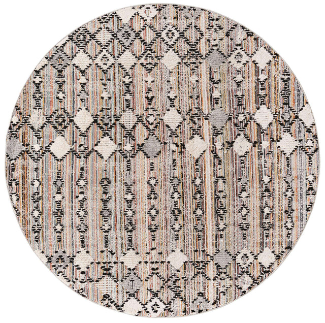 Rust Multicolor 7' x 7' Cherokee Round Area Rug 100% Polypropylene With Cotton Backing Modern Geometric Carpet for Home Decor Interior Design Rooms for Sale at Rug Engine