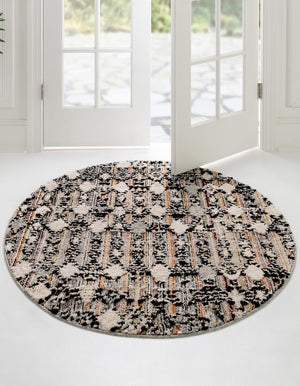 Rust Multicolor 4' x 4' Cherokee Round Area Rug 100% Polypropylene With Cotton Backing Modern Geometric Carpet for Home Decor Interior Design Rooms for Sale at Rug Engine