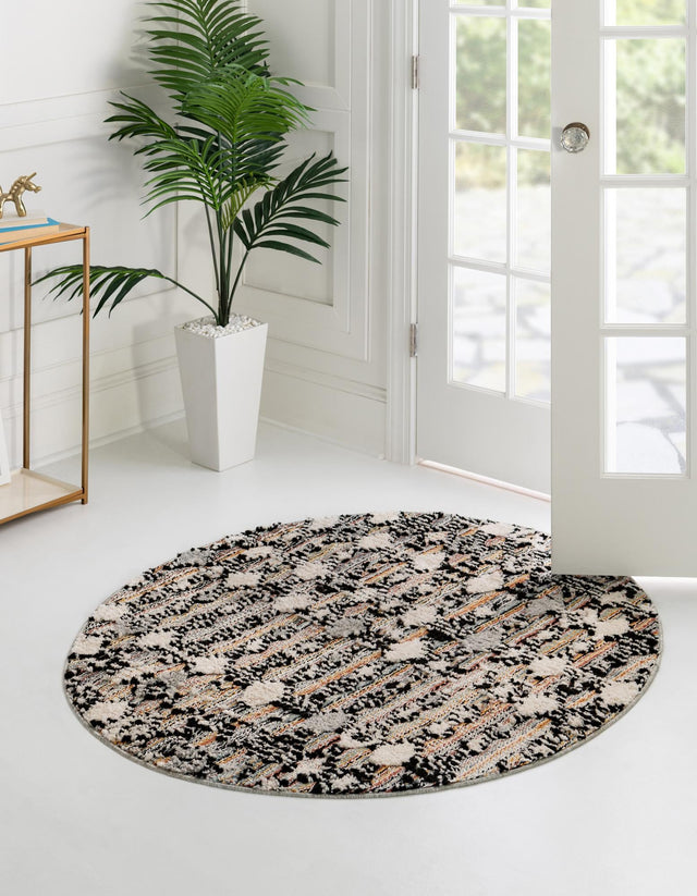 Rust Multicolor 4' x 4' Cherokee Round Area Rug 100% Polypropylene With Cotton Backing Modern Geometric Carpet for Home Decor Interior Design Rooms for Sale at Rug Engine