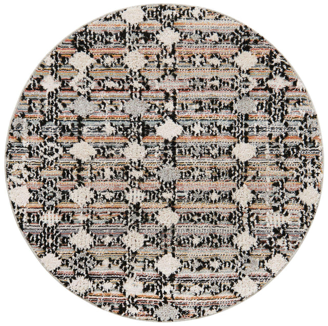 Rust Multicolor 4' x 4' Cherokee Round Area Rug 100% Polypropylene With Cotton Backing Modern Geometric Carpet for Home Decor Interior Design Rooms for Sale at Rug Engine