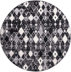 Fossil Gray 7' x 7' Cherokee Round Area Rug 100% Polypropylene With Cotton Backing Modern Geometric Carpet for Home Decor Interior Design Rooms for Sale at Rug Engine