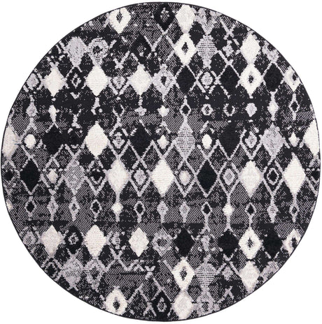 Fossil Gray 7' x 7' Cherokee Round Area Rug 100% Polypropylene With Cotton Backing Modern Geometric Carpet for Home Decor Interior Design Rooms for Sale at Rug Engine