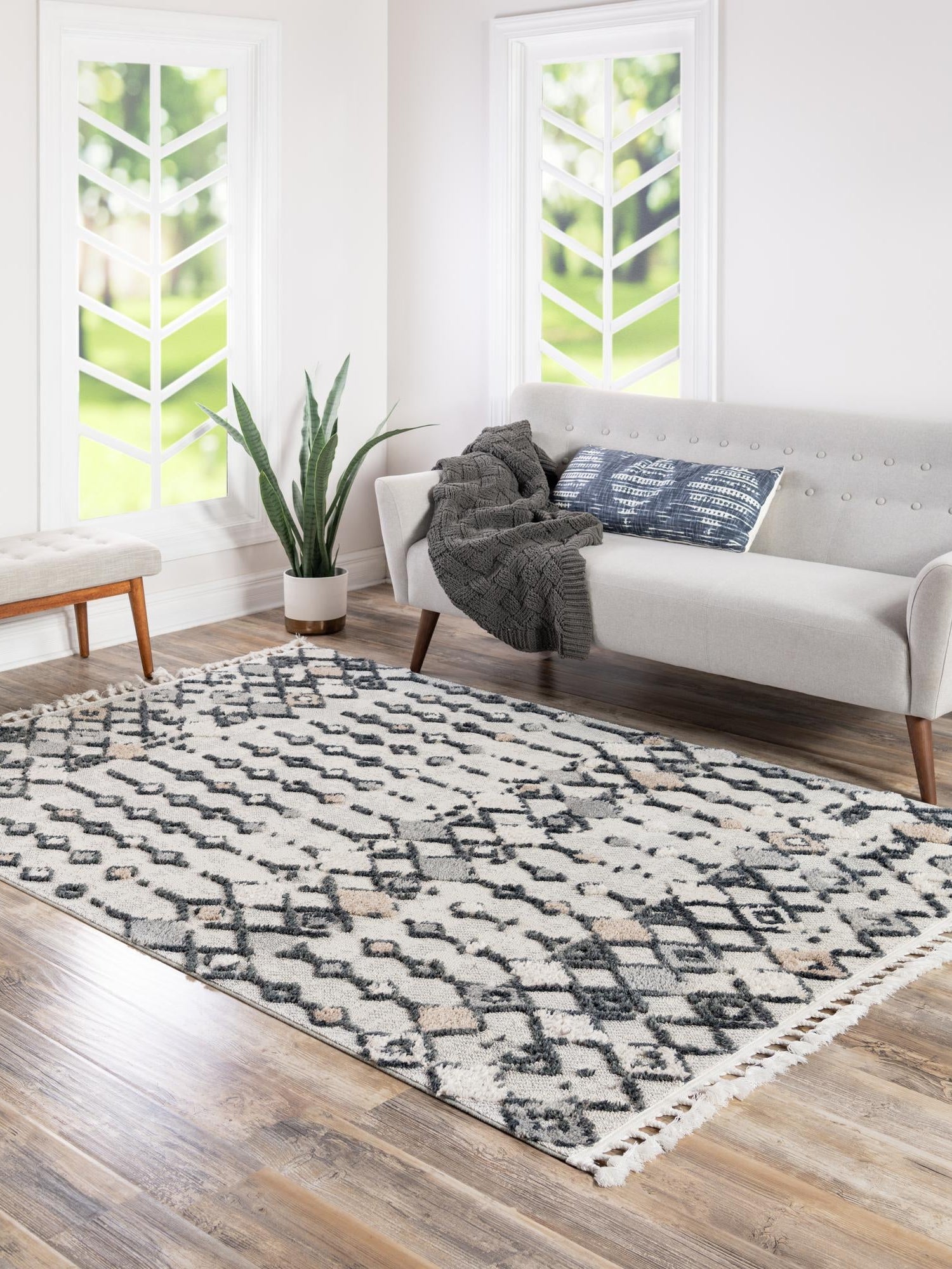Sand 6' x 9' Cherokee Rectangle Area Rug 100% Polypropylene With Cotton Backing Modern Geometric Carpet for Home Decor Interior Design Rooms for Sale at Rug Engine