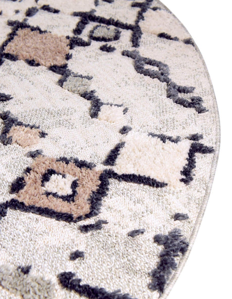 Sand 7' x 7' Cherokee Round Area Rug 100% Polypropylene With Cotton Backing Modern Geometric Carpet for Home Decor Interior Design Rooms for Sale at Rug Engine