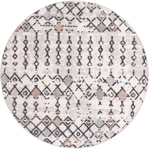 Sand 7' x 7' Cherokee Round Area Rug 100% Polypropylene With Cotton Backing Modern Geometric Carpet for Home Decor Interior Design Rooms for Sale at Rug Engine