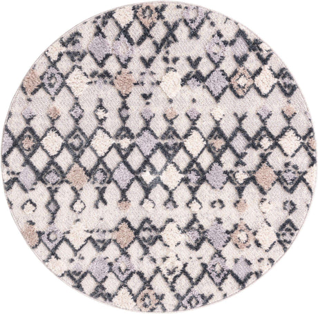 Sand 4' x 4' Cherokee Round Area Rug 100% Polypropylene With Cotton Backing Modern Geometric Carpet for Home Decor Interior Design Rooms for Sale at Rug Engine