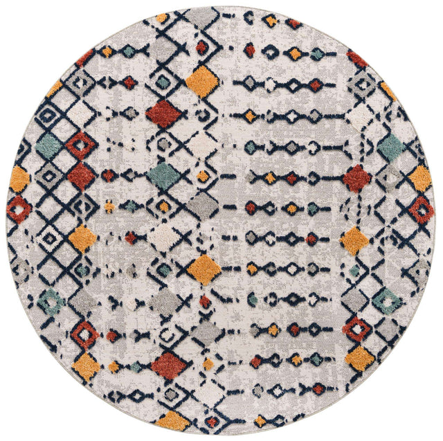 Multicolor 7' x 7' Cherokee Round Area Rug 100% Polypropylene With Cotton Backing Modern Geometric Carpet for Home Decor Interior Design Rooms for Sale at Rug Engine