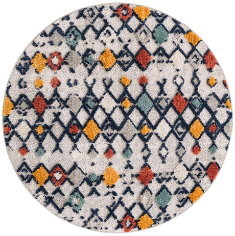 Multicolor 4' x 4' Cherokee Round Area Rug 100% Polypropylene With Cotton Backing Modern Geometric Carpet for Home Decor Interior Design Rooms for Sale at Rug Engine