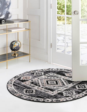 Fossil Gray 7' x 7' Cherokee Round Area Rug 100% Polypropylene With Cotton Backing Modern Geometric Carpet for Home Decor Interior Design Rooms for Sale at Rug Engine