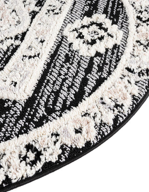 Fossil Gray 4' x 4' Cherokee Round Area Rug 100% Polypropylene With Cotton Backing Modern Geometric Carpet for Home Decor Interior Design Rooms for Sale at Rug Engine