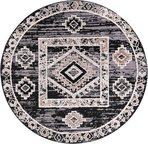 Fossil Gray 7' x 7' Cherokee Round Area Rug 100% Polypropylene With Cotton Backing Modern Geometric Carpet for Home Decor Interior Design Rooms for Sale at Rug Engine