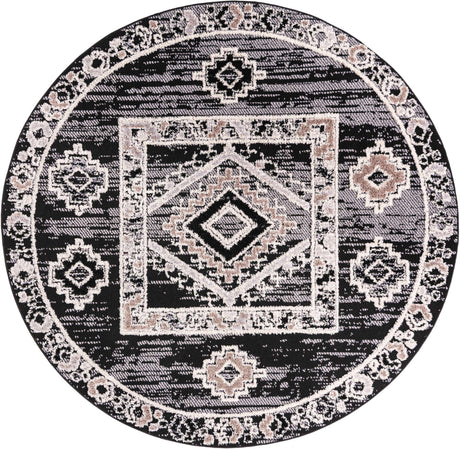 Fossil Gray 7' x 7' Cherokee Round Area Rug 100% Polypropylene With Cotton Backing Modern Geometric Carpet for Home Decor Interior Design Rooms for Sale at Rug Engine