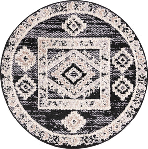 Fossil Gray 4' x 4' Cherokee Round Area Rug 100% Polypropylene With Cotton Backing Modern Geometric Carpet for Home Decor Interior Design Rooms for Sale at Rug Engine