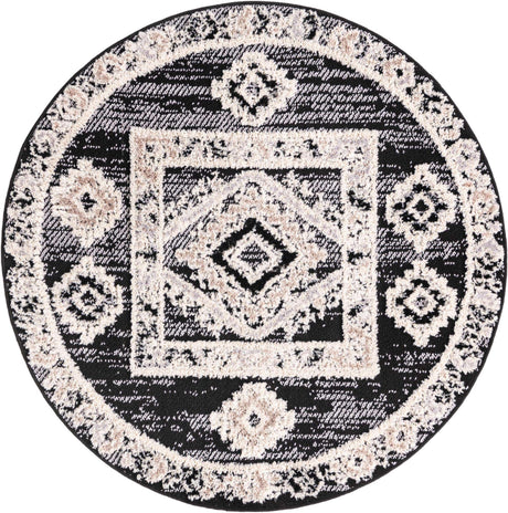 Fossil Gray 4' x 4' Cherokee Round Area Rug 100% Polypropylene With Cotton Backing Modern Geometric Carpet for Home Decor Interior Design Rooms for Sale at Rug Engine