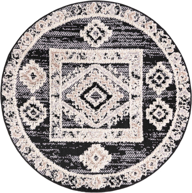 Fossil Gray 4' x 4' Cherokee Round Area Rug 100% Polypropylene With Cotton Backing Modern Geometric Carpet for Home Decor Interior Design Rooms for Sale at Rug Engine