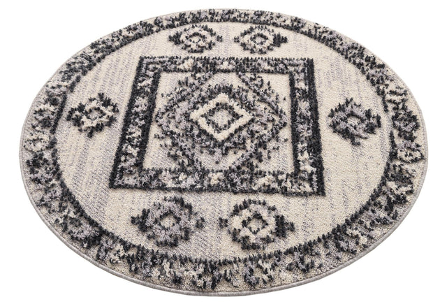 Sand 4' x 4' Cherokee Round Area Rug 100% Polypropylene With Cotton Backing Modern Geometric Carpet for Home Decor Interior Design Rooms for Sale at Rug Engine