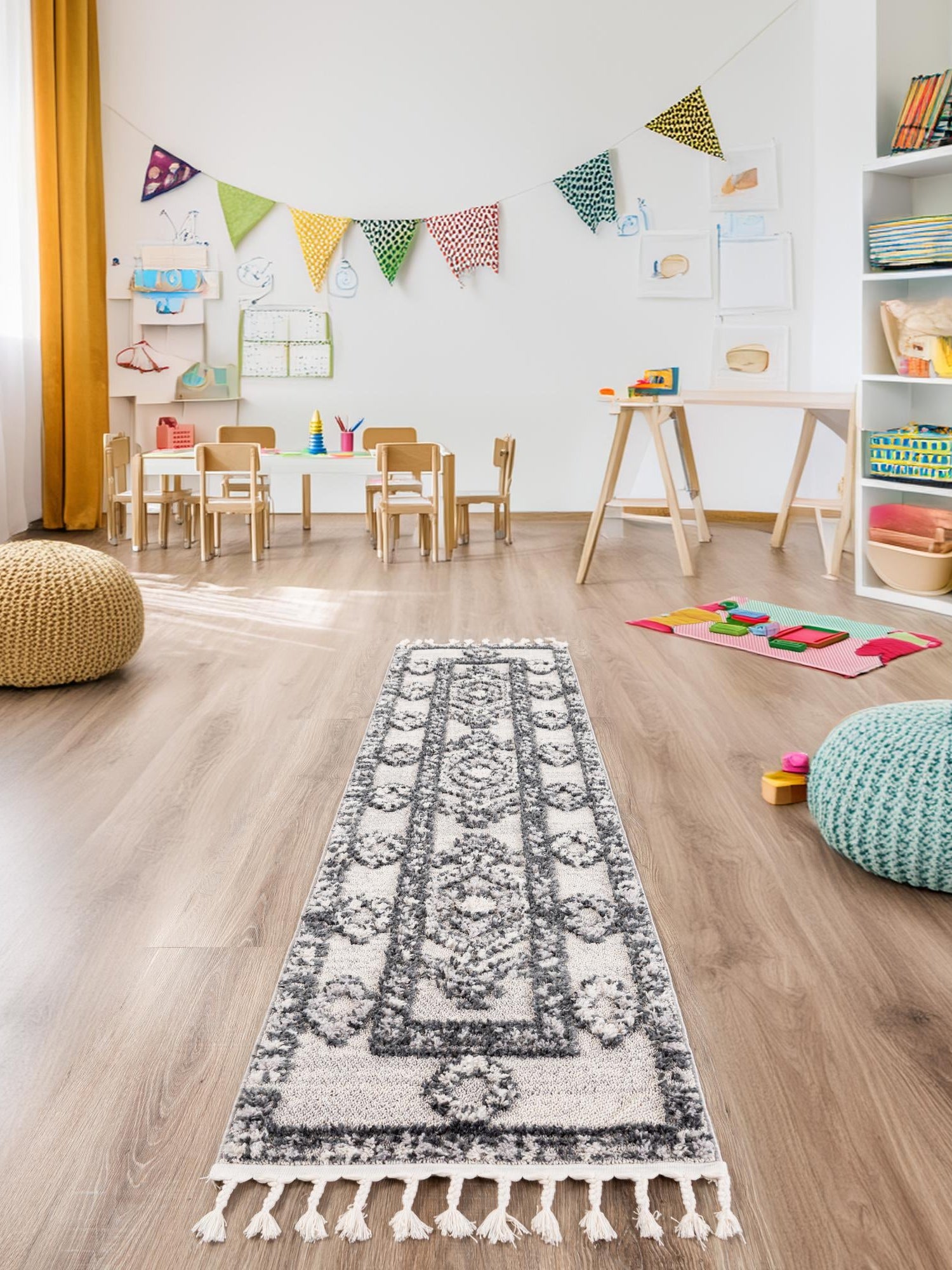 Sand 2' x 8' Cherokee Runner Area Rug 100% Polypropylene With Cotton Backing Modern Geometric Carpet for Home Decor Interior Design Rooms for Sale at Rug Engine