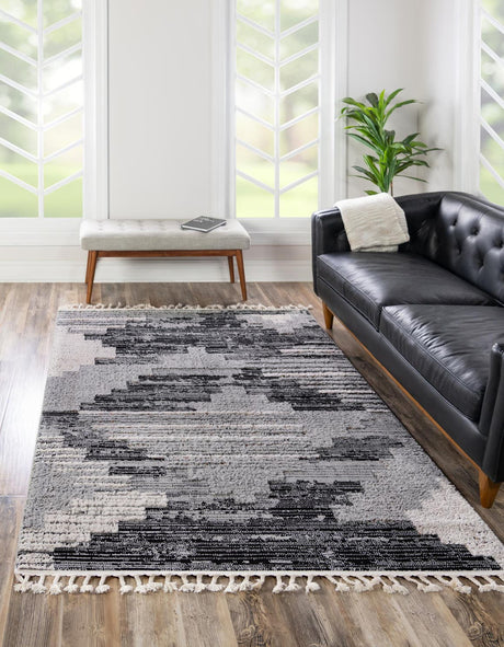 Fossil Gray 5' 3 x 8' Cherokee Rectangle Area Rug 100% Polypropylene With Cotton Backing Modern Geometric Carpet for Home Decor Interior Design Rooms for Sale at Rug Engine