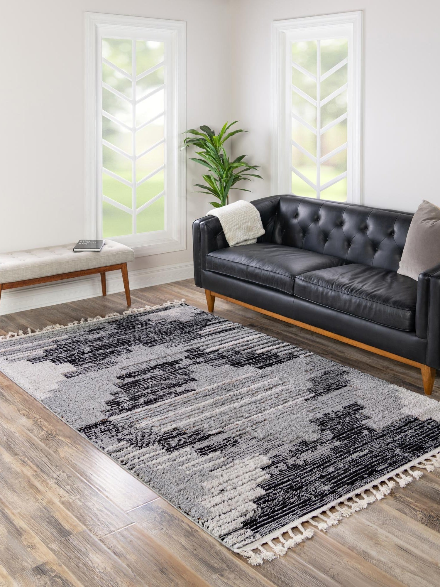Fossil Gray 5' 3 x 8' Cherokee Rectangle Area Rug 100% Polypropylene With Cotton Backing Modern Geometric Carpet for Home Decor Interior Design Rooms for Sale at Rug Engine