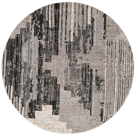 Fossil Gray 7' x 7' Cherokee Round Area Rug 100% Polypropylene With Cotton Backing Modern Geometric Carpet for Home Decor Interior Design Rooms for Sale at Rug Engine