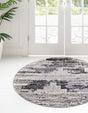 Fossil Gray 4' x 4' Cherokee Round Area Rug 100% Polypropylene With Cotton Backing Modern Geometric Carpet for Home Decor Interior Design Rooms for Sale at Rug Engine