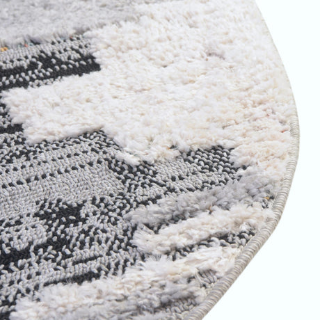Fossil Gray 4' x 4' Cherokee Round Area Rug 100% Polypropylene With Cotton Backing Modern Geometric Carpet for Home Decor Interior Design Rooms for Sale at Rug Engine