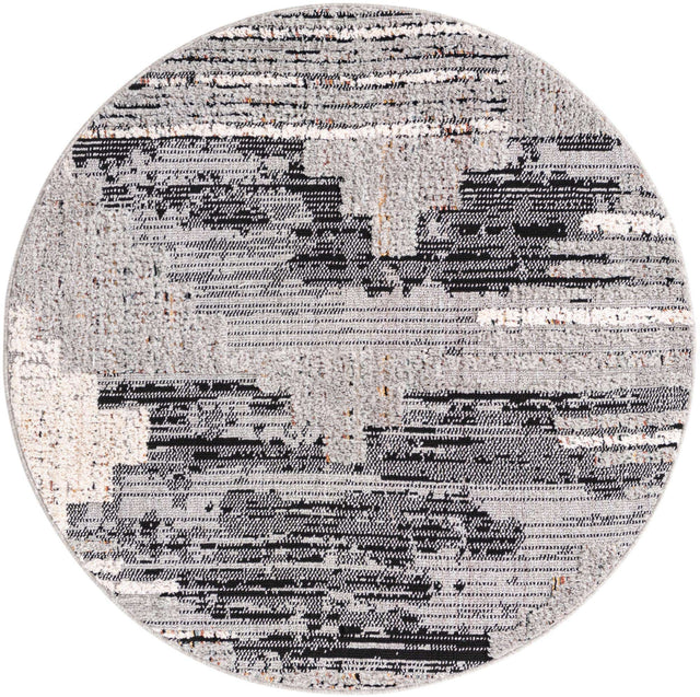 Fossil Gray 4' x 4' Cherokee Round Area Rug 100% Polypropylene With Cotton Backing Modern Geometric Carpet for Home Decor Interior Design Rooms for Sale at Rug Engine