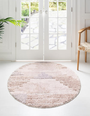 Sand 4' x 4' Cherokee Round Area Rug 100% Polypropylene With Cotton Backing Modern Geometric Carpet for Home Decor Interior Design Rooms for Sale at Rug Engine